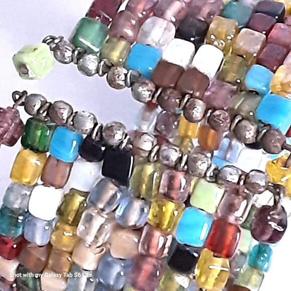 Chunky Cuff Bracelet Multicolor Glass Seed Beads - Picture 5 of 8